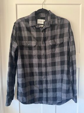 Goodfellow & Co Black and Gray Plaid Button-Down Shirt